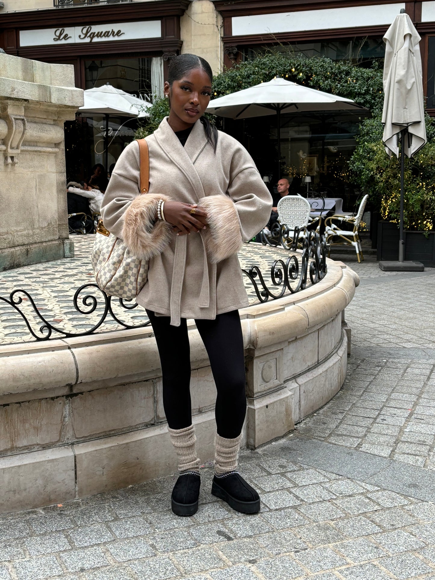 Kimono a fourrure Taupe