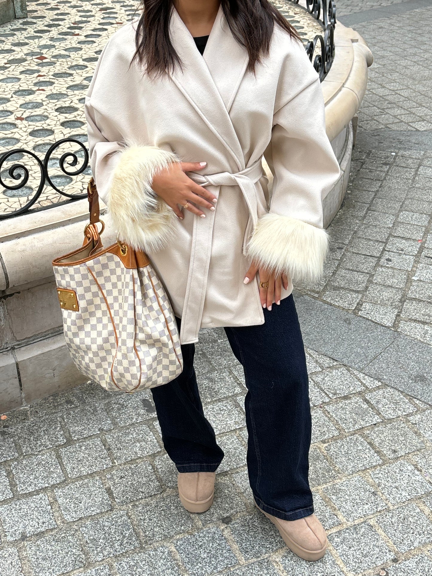 Kimono a fourrure Beige