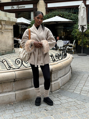 Kimono a fourrure Taupe