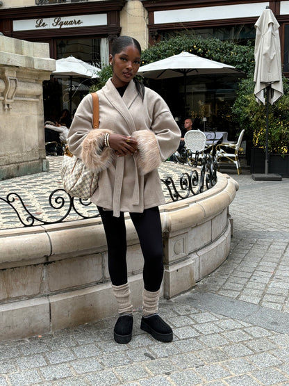 Kimono a fourrure Taupe