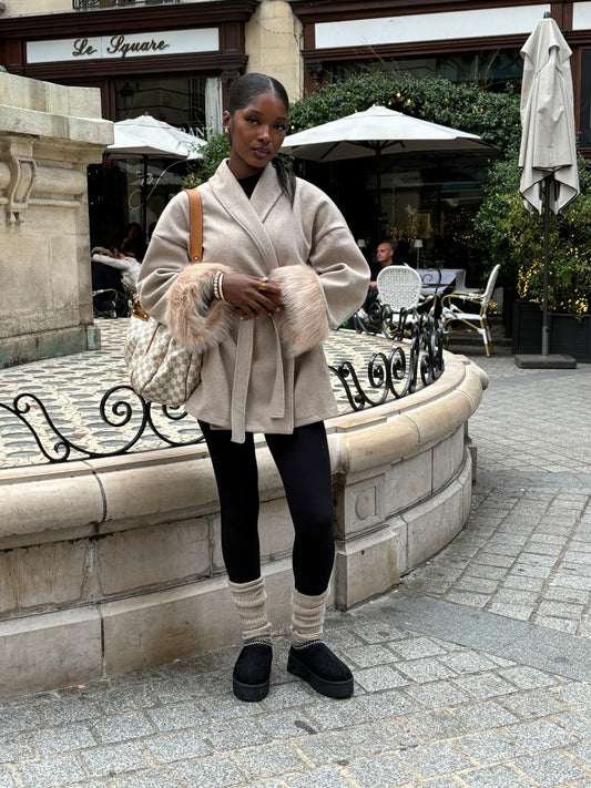 Kimono a fourrure Taupe