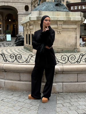 Kimono a fourrure Noir