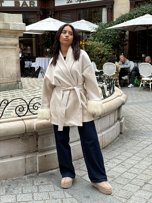 Kimono a fourrure Beige
